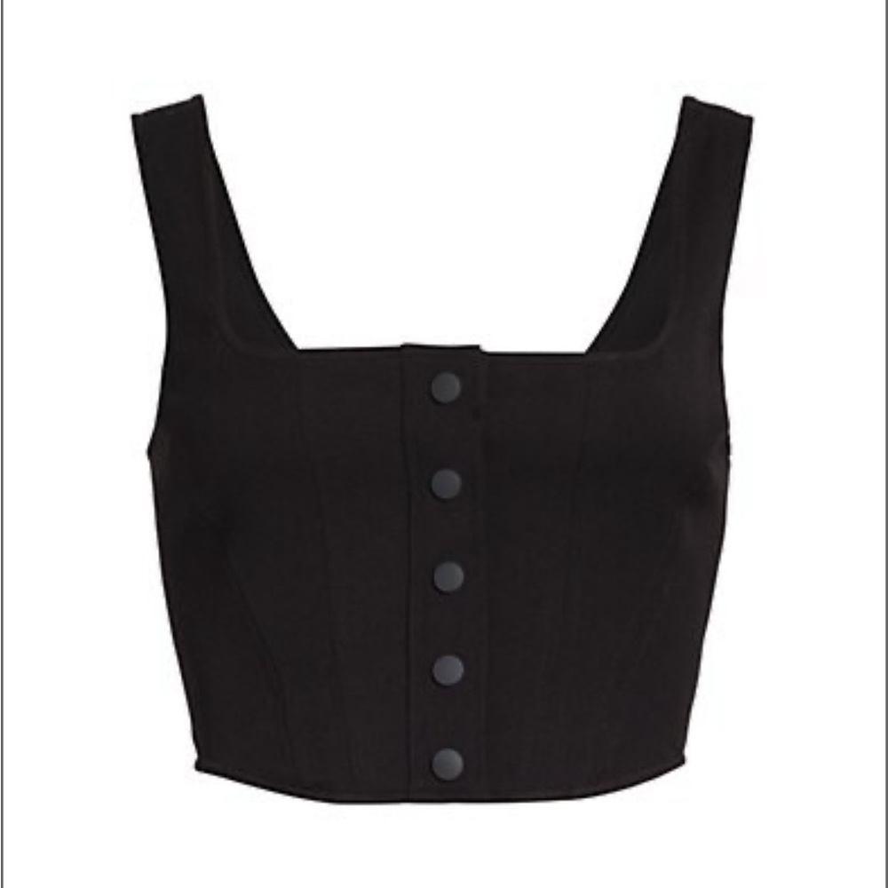 NWT Wayf Cora Snap-Front Crop Top Black Medium